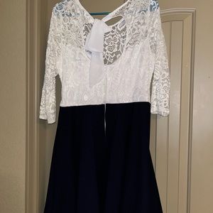 White and Navy Blue Dress